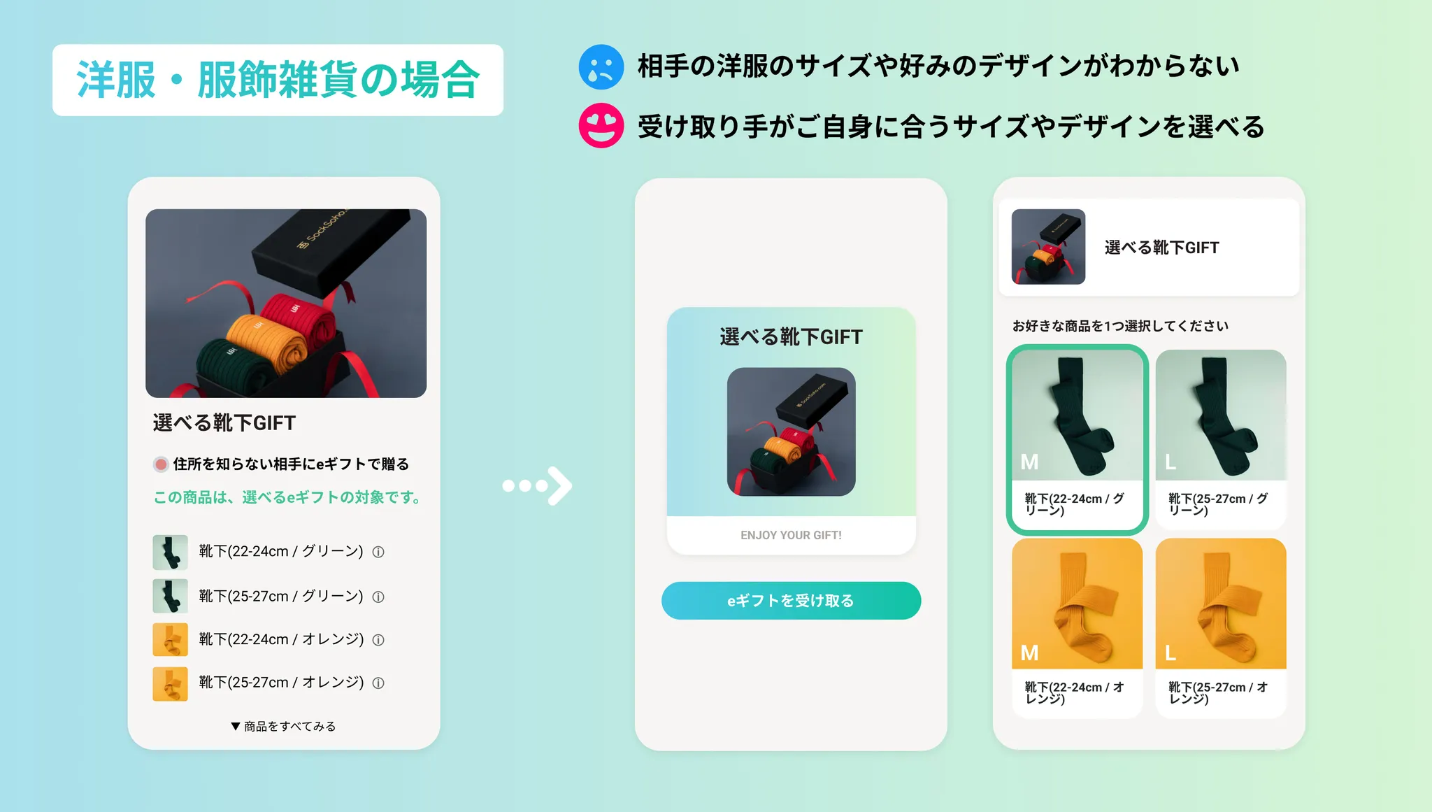 洋服・服飾雑貨の選べるギフト例